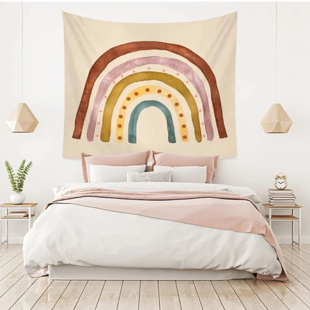 Minimalist Rainbow Painted Bohemian Wall Decor/Art for Outdoor/Indoor/Bedroom - Picture 6 of 6